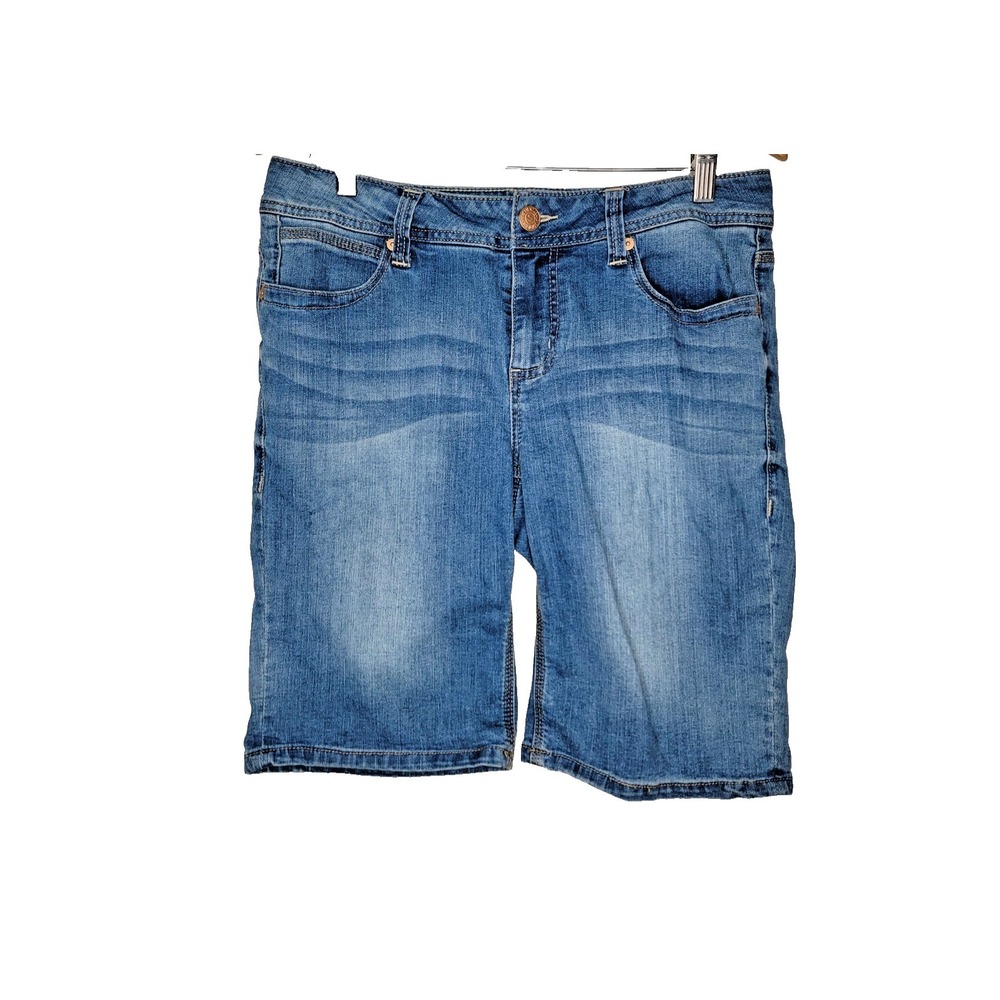 Seven 7 Women's‎ Distressed Bermuda Jean Shorts Sz 10 Embroidered Pocket Design